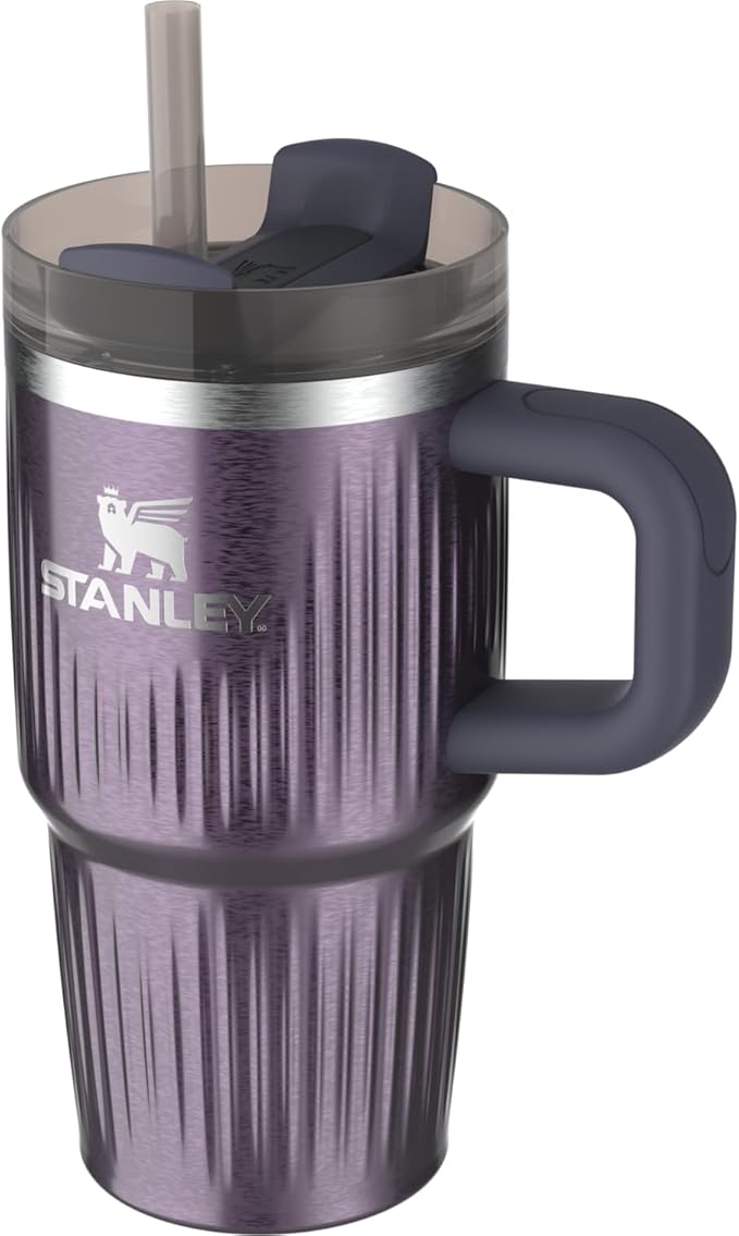 STANLEY Quencher H2.0 Tumbler with Handle and Straw 20 oz | Flowstate 3-Position Lid | Cup Holder Compatible for Travel | Insulated Stainless Steel Cup | BPA-Free | Fluted Wisteria Shine Stanley