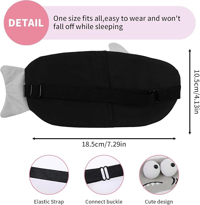Cute Sleep Eye Masks for Kids, Kawaii Cartoon Kids Sleeping Mask for Women Boys Girls Teens, Soft Plush Adjustable Eyeshade Silk Travel Nap Eye Cover (Gray Shark+Green Crocodile) - Bloomnest