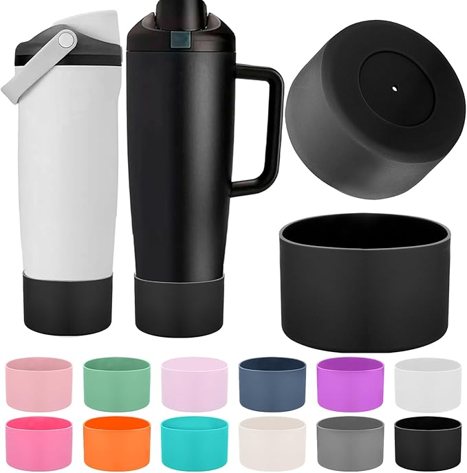 Mity rain 2PCS Protective Silicone Boots for Owala 30oz & 40oz FreeSip Sway Bottles & Tumblers - Accessories for owala, Enhances Stability & Prevents Scratches (Black) Mityrain