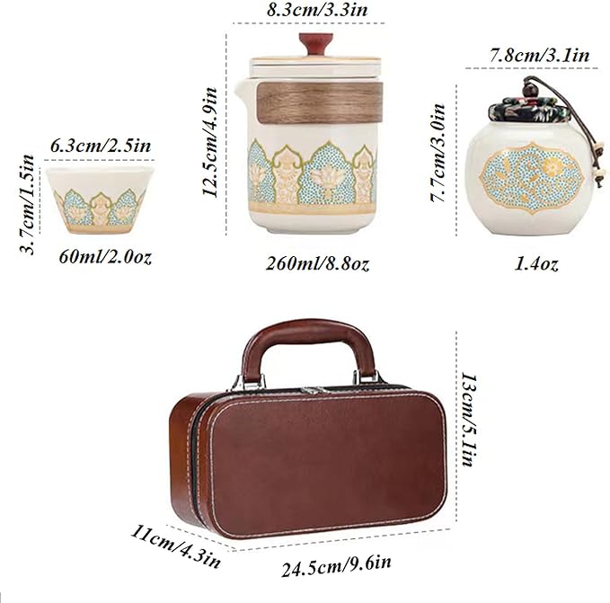 Ceramic Portable Travel Tea Set, Best Gift for Season of Graduation, Mother'S Day, Father'S Day, Christmas, Halloween, Birthday and Other Festivals (Travel White) - Bloomnest