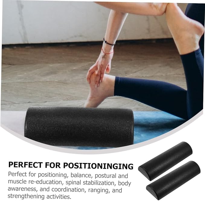 PRETYZOOM Lightweight Half-Round Foam Roller Yoga Muscle Massage Tool Fitness Equipment for Back Legs Arms Relief Portable Column Shaft for Balance Training and Pilates Home Workouts (45cm - Bloomnest