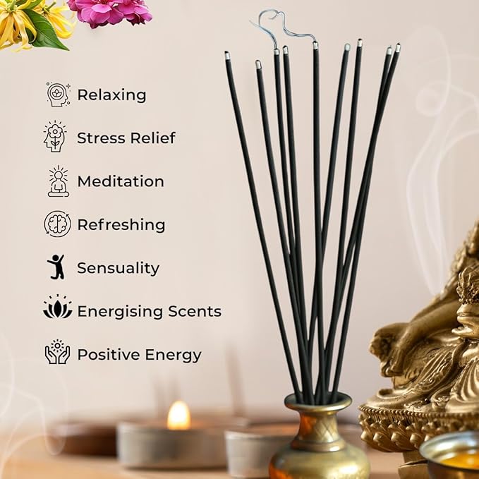 Zed Black Sandalwood Incense – 20 Hand Rolled Sticks | Premium Aromatherapy Incense for Relaxation, Meditation, Prayer & Spiritual Rituals.