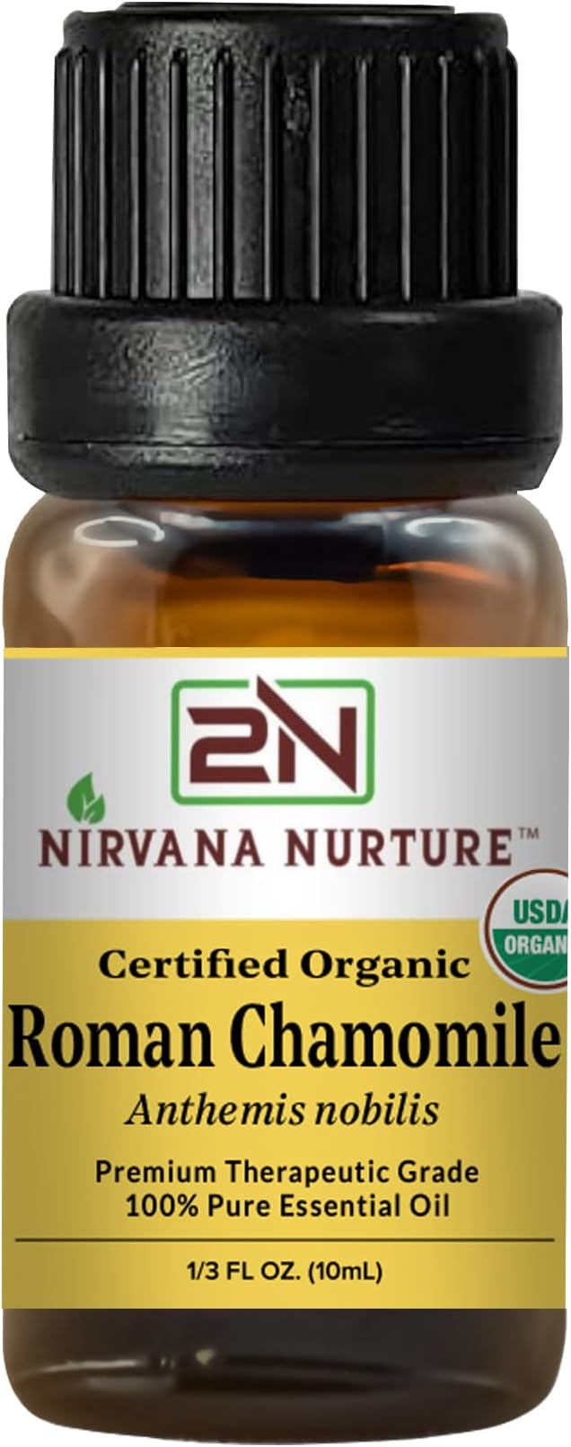 Roman Chamomile Essential Oil, USDA Certified Organic, 100% Pure Undiluted, Aromatherapy Oil for Diffuser, Hair & Skin Care NirvanaNurture