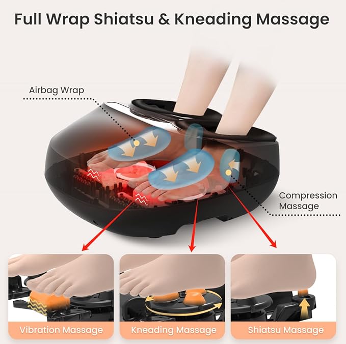 COMFIER Foot Massager with Heat,Kneading,Vibration,Compression,Pause Function,Shiatsu feet Massager for Plantar Fasciitis Neuropathy, Christmas Gifts for Women,Men,FSA Eligible HSA，Size 13 - Bloomnest