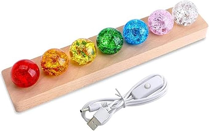 7PCS Crystal Ball 7-Color LED Sphere Light with Wooden Stand, Meditation & Yoga Ambient Glass Lamp for Home, Bedroom & Wellness Decor. - Bloomnest