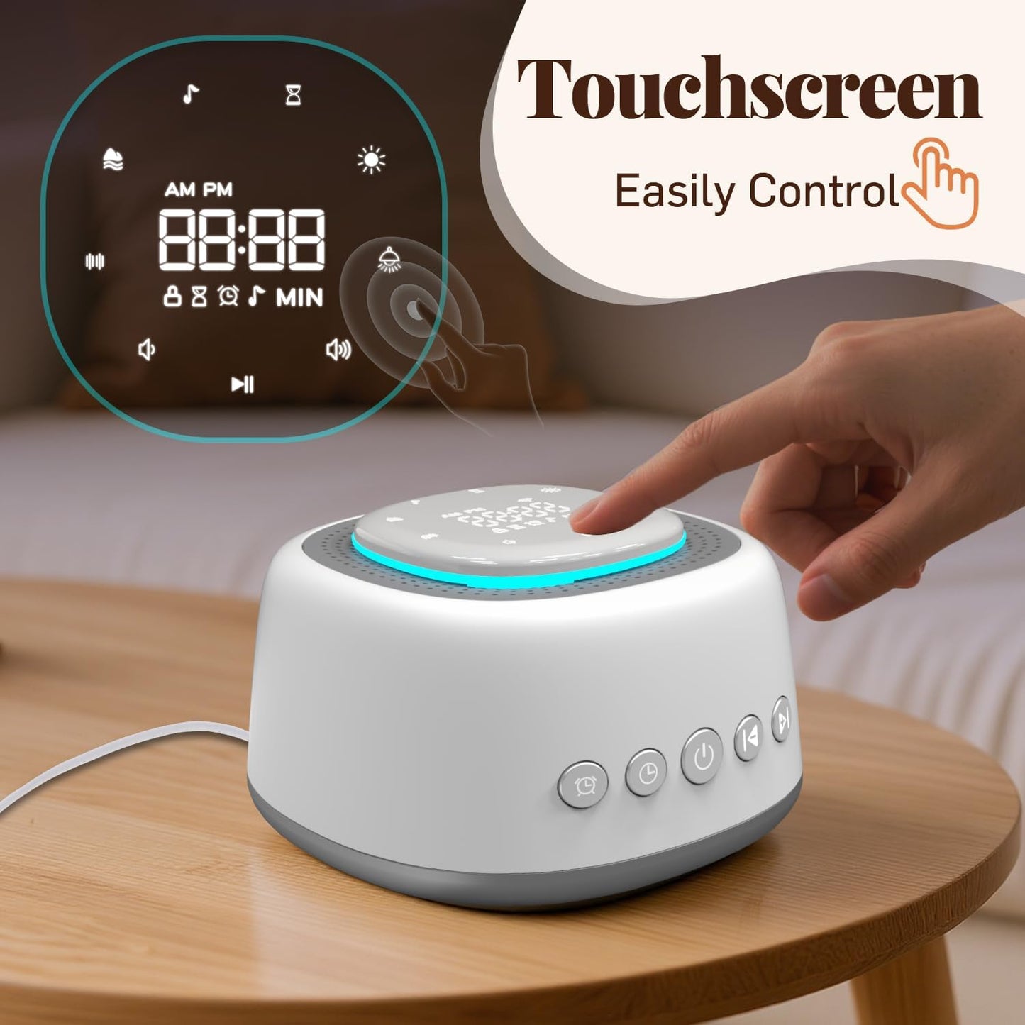 Sound Machine,White Noise Sound Machine with 50 Soothing Sounds 9-Color Night Light Memory Function Timer Alarm Clock &11 Volume Levels Portable Noise Machine for Sleeping Baby Kids Adults Travel Home