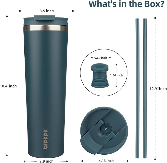 BJPKPK 34oz Stainless Steel Insulated Tumbler With lid And Straw Travel Coffee Thermal Tumblers Cup For Women And Men,Navy Blue - Bloomnest