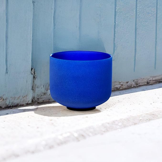 7 inch Indigo A Note Third Eye Chakra Quartz Crystal Singing Bowl, for Healing Mindfulness Meditation Yoga Sound Baths, with Rubber Mallet O-ring