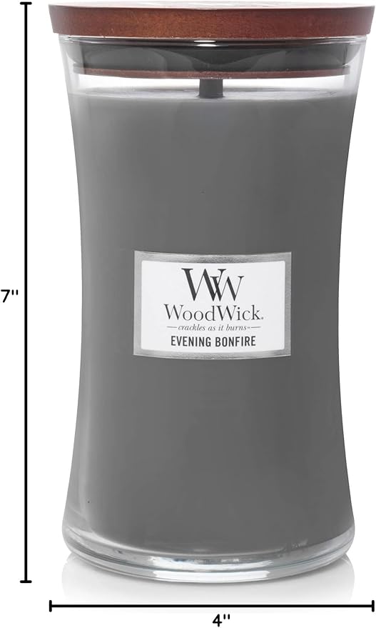 WoodWick Evening Bonfire Holiday Candle Gifts for Women and Men, 21.5 oz Large Hourglass Candle with Crackling Wick - Bloomnest