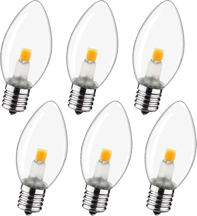 Night Light Bulb – C7 E12 LED Bulbs – Candelabra, 0.6 Watt Equivalent 7W Incandescent Bulb, Warm White 2700K, Window Candles & Chandeliers Replacement Bulb, 6 Pack - Bloomnest