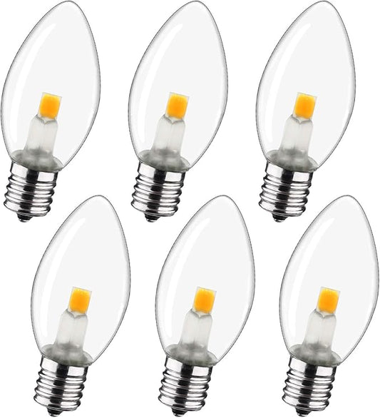 Night Light Bulb – C7 E12 LED Bulbs – Candelabra, 0.6 Watt Equivalent 7W Incandescent Bulb, Warm White 2700K, Window Candles & Chandeliers Replacement Bulb, 6 Pack - Bloomnest