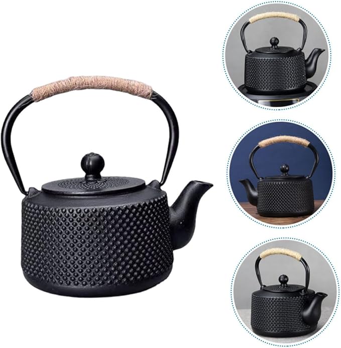 Sturdy Cast Iron Teapot with Anti-scald Handle and Loose Leaf Infuser Small Metal Tea Pot for Home Office Outdoor Chinese Gongfu Tea Brewing