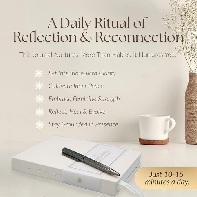 Guided Journal for Women Gift Set | 13-Week Self-Reflection & Mindfulness Practice for Self-Care, Gratitude & Personal Growth | Daily Prompts & Exercises | Brass Pen | A5 Vegan Leather | Elegant Gift Box | Her Vibe SimplyZen