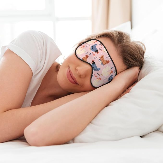 Sleep Mask Cute Chickens and Flowers Comfortable Eye Mask with Adjustable Strap Soft Eye Cover Blindfold for Travel Yoga Nap Shift Work - Bloomnest