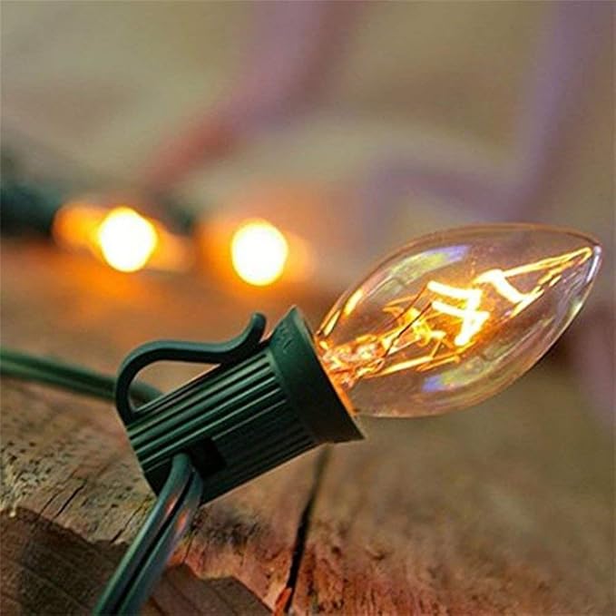 SkrLights 25 Pack C7 Clear Bulbs Christmas Light Bulbs C7 Outdoor String Light Replacement Bulbs, C7/E12 Candelabra Base, 5 Watt-Clear - Bloomnest
