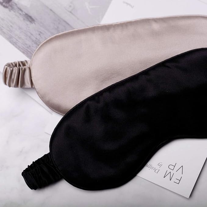 Silk Sleep Mask Light Blocking Luxury 100% Mulberry 19mm Silk Eye Mask Eye Cover Blindfold Ultra Soft Light & Comfy Anti Aging Skin Care with Travel Bag Gift Package - Bloomnest