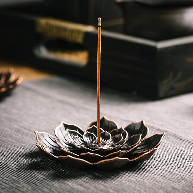 Incense Burner, Incense Holder for Sticks, Brass Lotus Incense Stick Holder and Detachable Ash Catcher - Bloomnest