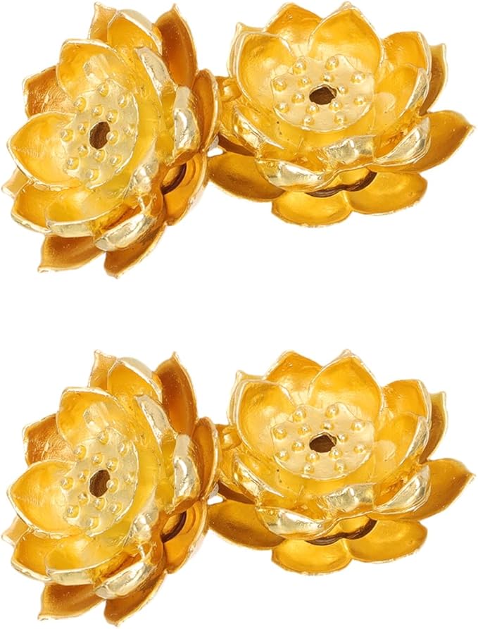 4PCS Lotus Stick Incense Holder, Gold Brass Incense Holder for Sticks and Cone, Metal Agarbatti Stand for Pooja Decorations Meditation Yoga Relaxation - Bloomnest
