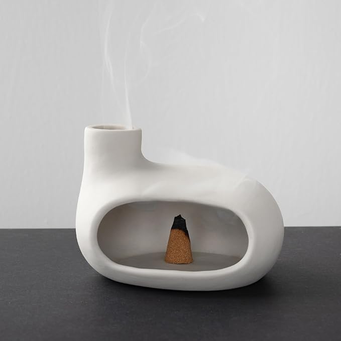 Modern Palo Santo Holder Ceramic Burner for Meditation and Energy Cleansing - Handcrafted Smudge Bowl for Wood Sticks, Sage, and Incense Cones