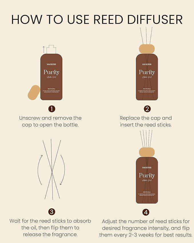M&SENSE Reed Diffuser Set, Jasmine Sandalwood Scented 6.3 fl oz Natural Essential Oil Diffusers with Sticks, Non-Toxic Organic Air Freshener, Long-Lasting Fragrance Oils for Home Bathroom Living Room MSENSE