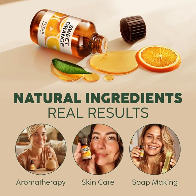 KUKKA Sweet Orange Essential Oils - 0.34 Fl Oz - for Hair, Skin, Diffuser, Aromatherapy & DIY Soap Making Scent - Bloomnest