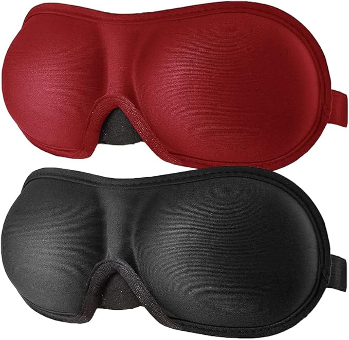 3D Eye mask for Sleeping,Machine Washable, Sleep Mask for Women, Blinder Blindfold Airplane(Black+red) - Bloomnest
