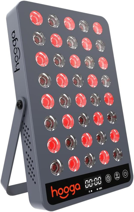 Hooga Red Light Therapy Panel Device – 660nm Red & 850nm Near Infrared Light Therapy, LED Light Therapy Lamp for Face & Body, 40 LEDs, Timer, Adjustable Stand – HG200 Hooga