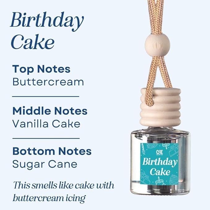 CANDECraftCo Car Air Hanging Fragrance Oil, Car Auto Freshener for Essential Oils, Scents Fragrance Aromatherapy Automobile Diffuser, Long Lasting (Birthday Cake) - Bloomnest