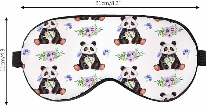 Cute Panda Sleep Eye Mask Watercolor Multicolored Flowers Berries Leaves Men Women Sleep Mask with Adjustable Strap Eye Cover Eye Shade for Travel, Nap,Meditation - Bloomnest