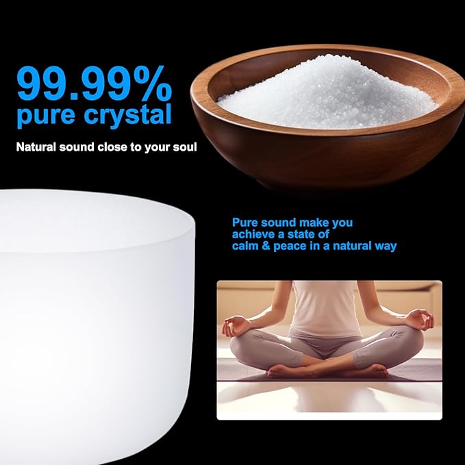 432HZ 6-12 Inch Set Of 7 PCS Frosted Chakra Quartz Crystal Singing Bowls For Sound Healing Free 2 PCS Travel Carry Case Bag1pcs crystal mallets 1pcs Rubber Mallet Unique Spiritual Gifts