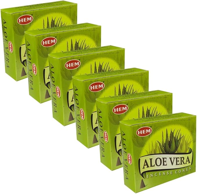 TRUMIRI Incense Cone Holder Bundle with Hem Aloe Vera Incense Cones - Pack of 6 (Approx 60 Cones) TRUMIRI