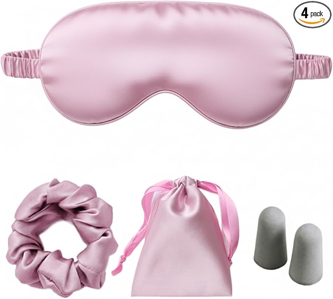Silk Satin Sleeping Eye Mask, Light Purple Sleep Eye Mask Night Blindfold for Women and Men, Soft Breathable Blackout Eyeshade Eye Cover for Travel, Wedding Bridesmaid Gift - Bloomnest