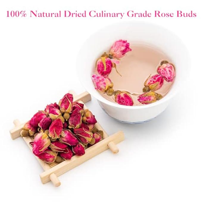 TIAN HU SHAN Rose Tea Loose Leaf, Premium Dried Rose Buds, Food Grade Natural Herbal Tea, Caffeine Free Sugar Free, 4 Ounce Pack of 1 - Bloomnest