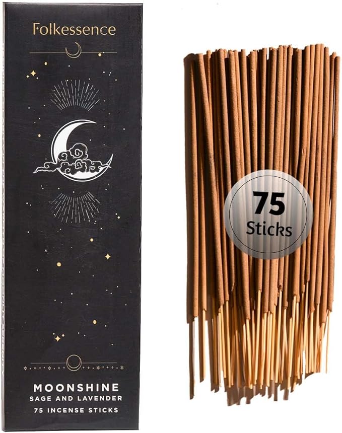 Folkulture Incense Sticks (75 Sticks) |8" Premium Sage & Lavender Incense Sticks for Meditation, Aromatherapy, Cleansing, Focus | No Charcoal,Organic, Non Toxic, 45 Mins, Long Burning Insence-Sticks FOLKULTURE