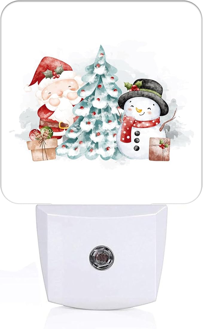 Santa Claus and Snowman Night Light,Plug-in Nightlights Auto Sensor Night Lamp Dusk to Dawn Lamp Home Decor for Nursery Children Girls Boys