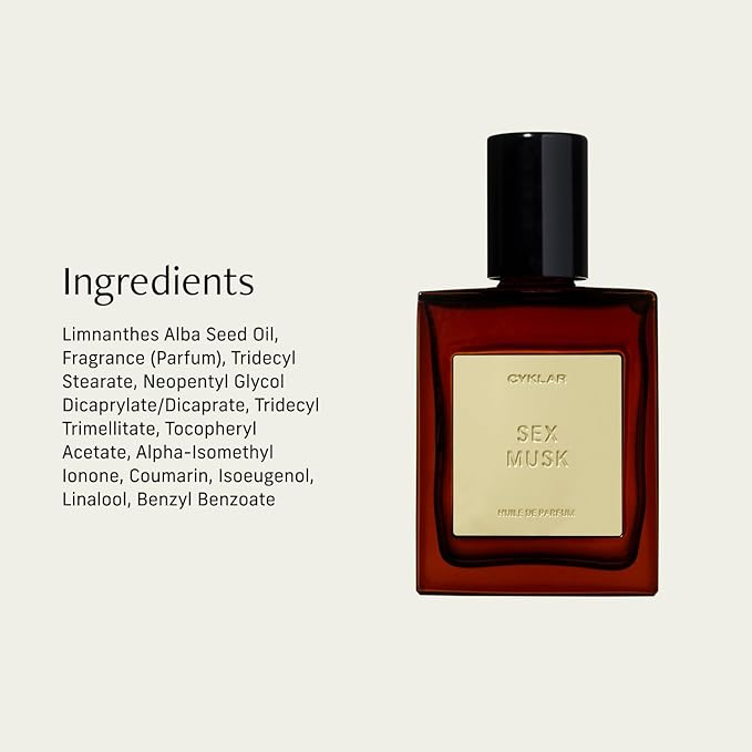 CYKLAR Perfume Oil Roll-On. Travel-Friendly Sex Musk Fragrance with Rose, Tonka Bean, and Musk Notes. Long-Lasting Essential Oil Parfum for Women and Men. 0.5 Fl Oz Scented Rollerball Bottle Cyklar