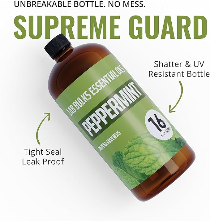 Lab Bulks Essential Oil Peppermint Essential Oil, 16 oz Bottle for Diffusers, House Cleaning, Candles, 1 Pack, Aromatherapy Oil - Bloomnest