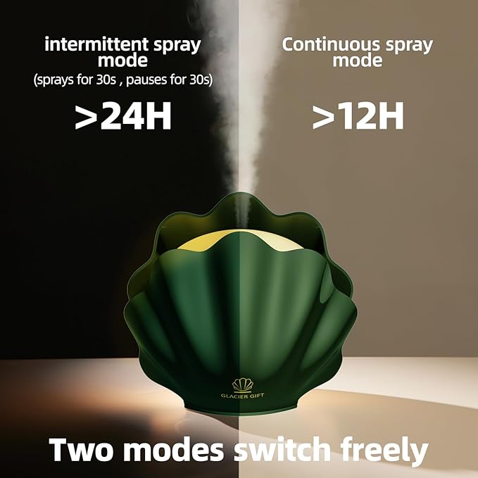 Essential Oil Diffuser 260ML, Shell Aroma Diffuser with Remote Control Humidifier with 7 Colors LED Night Light for Bedroom Home Relaxation (Green) - Bloomnest