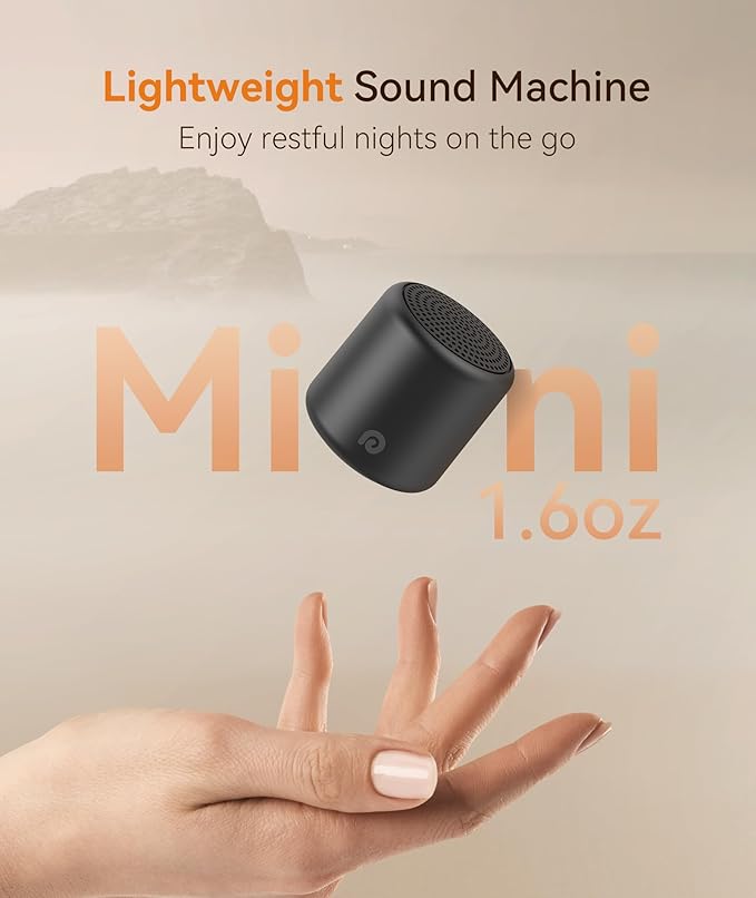 Dreamegg Travel Sound Machine - Portable Sound Machine for Baby Adults, Travel Sound Machine for Sleep, 16 Nature Sound, Timer, White Noise Machine for Sleeping Gift, Black