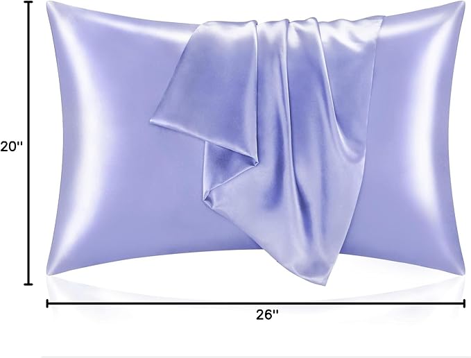 BEDELITE Satin Pillowcase for Hair and Skin, Super Soft and Cooling Similar to Silk Pillow Cases 2 Pack with Envelope Closure, Gift for Women Men(20"x26" Standard Size, Lilac) - Bloomnest