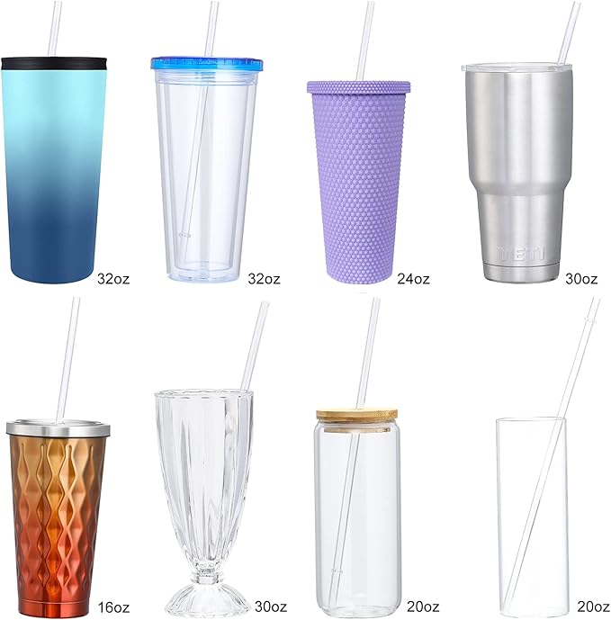 24 Pack, HIGHLY Transparent Reusable Plastic Straws with 4 Cleaning Brushes, 10.5 in Long Drinking Straws, Clear Replacement Straw for 16 24 30 32 OZ Tumblers, Cups, Jars, YETI, Starbucks - BPA FREE VITEVER