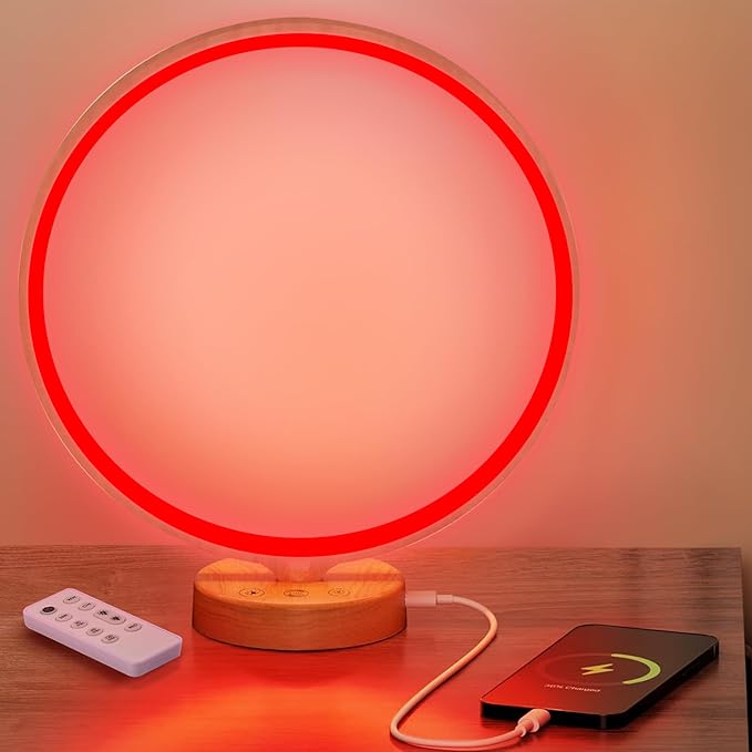 Red Light Therapy Night Light Lamp for Sleep 670nm Red Nightlight Desk Lamp with Multi-Color and Brightness Options Remote Control,Deep Relaxation and Improve Sleeping for Adults & Kids Bedrooms - Bloomnest