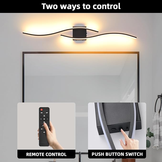 Battery Operated Wall Sconces Set Of Two, 3000K-6500K 39 inch black LED dimmable wireless wall sconce with remote control, USB rechargeable wall lights for Living Room Bedroom Hallway Background - Bloomnest