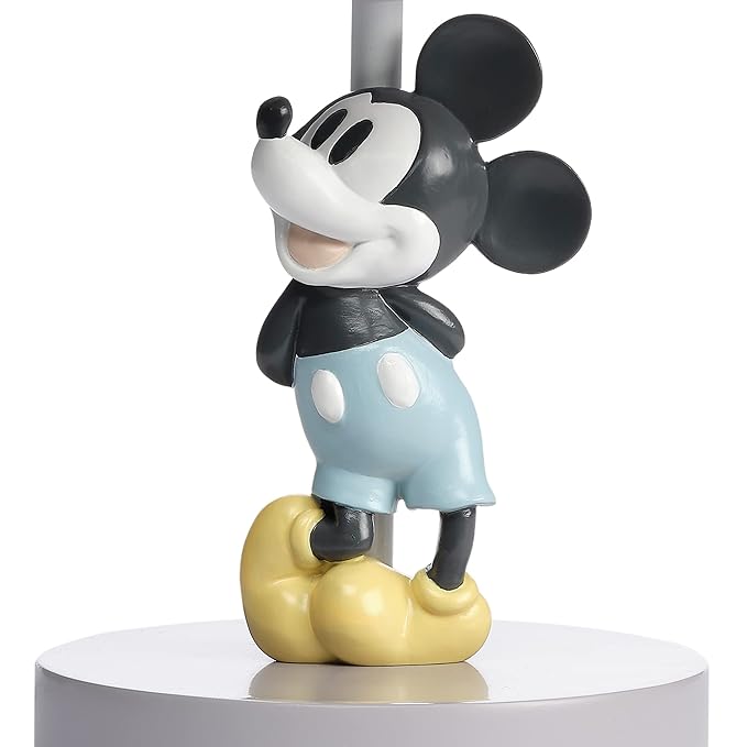 Lambs & Ivy Disney Baby Moonlight Mickey Mouse Lamp with Shade & Bulb - Gray - Bloomnest
