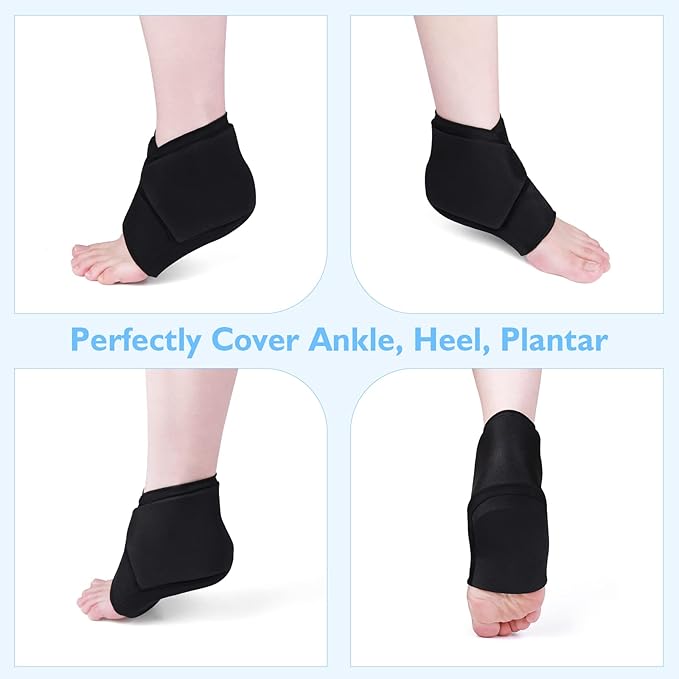 Heel Ice Pack for Pain Relief, Reusable Gel Ankle Ice Pack Wrap Hot&Cold Therapy for Heel Pain, Plantar Fasciitis, Achilles Tendinitis, Dry Cracked Heels, Sprain, Sports Injuries - Bloomnest