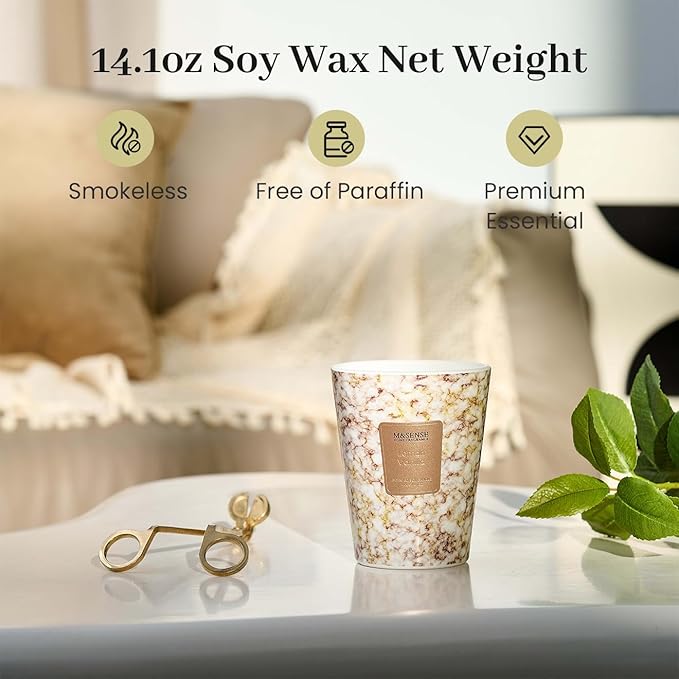 M&SENSE Sugared Lemon Zest Scented Candles for Home, Lead-free Wick Highly Scented Jar Candles, 14.1 Oz 80 Hours Lasting Burning Candles Gifts for Women, Relaxing Aromatherapy Candle for Stress Relief - Bloomnest