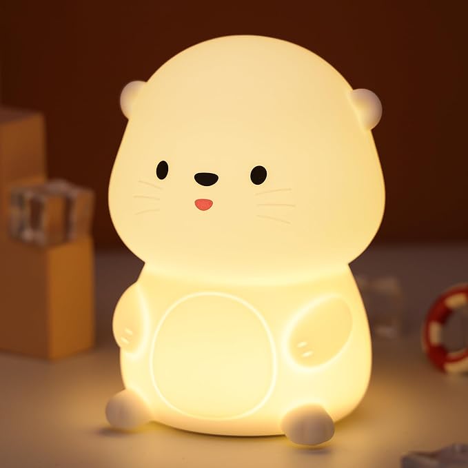 YuanDian Sea Otter Night Light, Gift for Babies and Teens, Decorate Kids' Bedroom with Cute Silicone Otter Nightlights with 8 Color Lights, Christmas Birthday Gift for Children and Toddlers Adults - Bloomnest