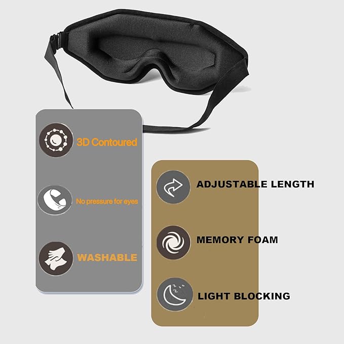 Sleep Mask for Side Sleepers - 100% Blackout Eye Mask for Sleep, 3D Sleeping Mask for Women, sleepmask for Eyelash Extensions, Light Blocking Sleeping Mask for Men, Eye Mask for Travel & Gifts - Bloomnest