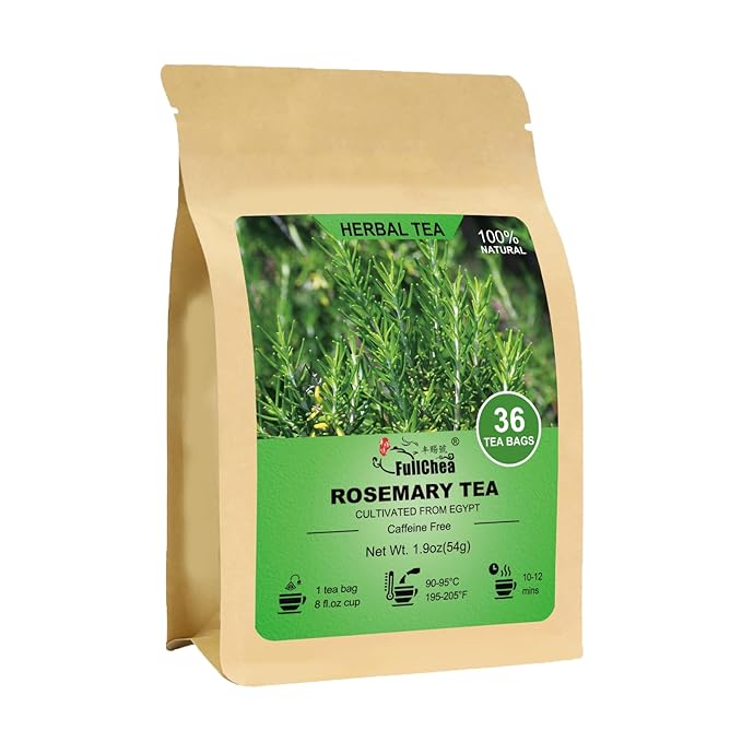 FullChea - Rosemary Tea Bags, 36 Teabags, 1.5g/bag - Premium Dried Rosemary Leaves - Cultivated From Egypt - Non-GMO - Caffeine-free - Distinct Flavor & Support Digestion - Bloomnest