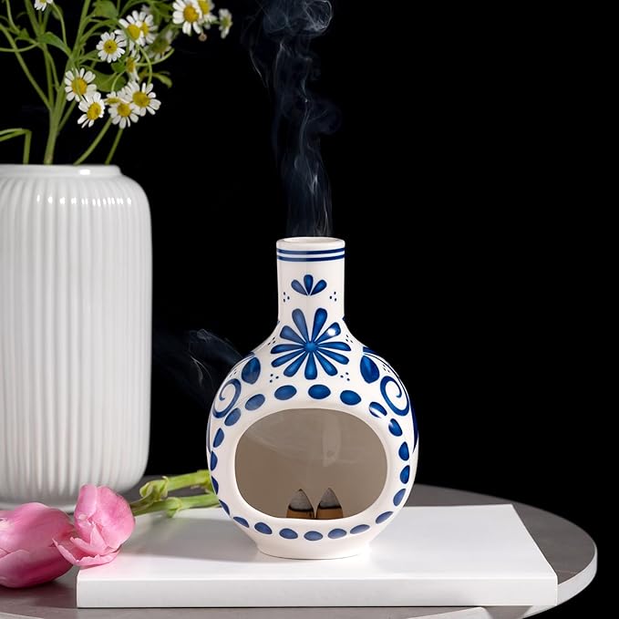 Handmade Ceramic Palo Santo Holder Burner - Mini Chimenea Incense Dish for Palo Santo and Sticks - Sage Holder for Meditation Decor - Bloomnest